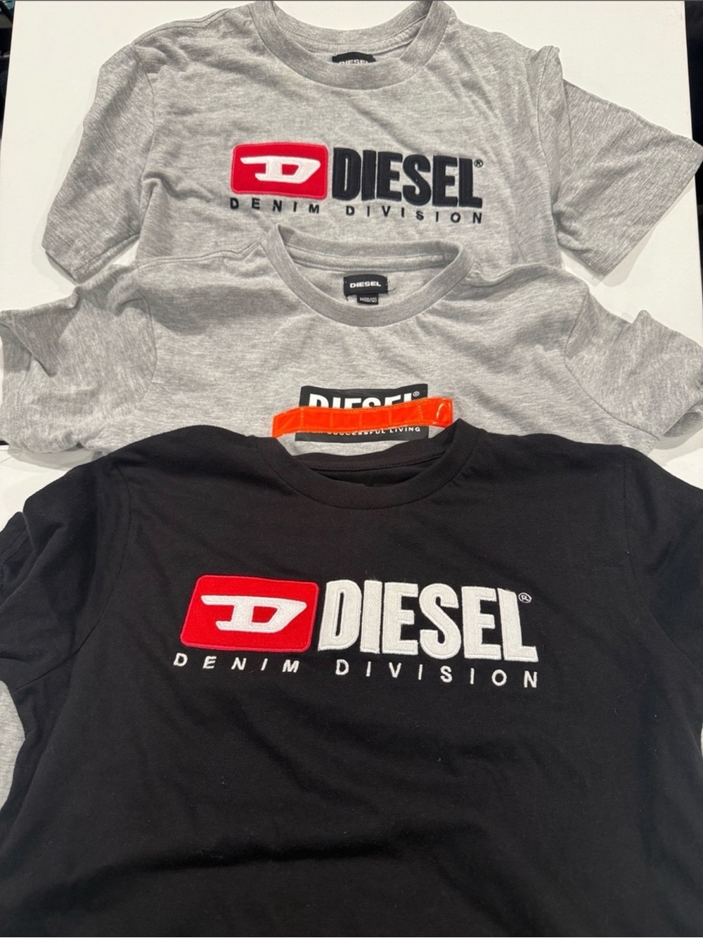 Diesel Grey T‑Shirt with Orange Accent LOT OF 3 (SEE ALL PICTURES)